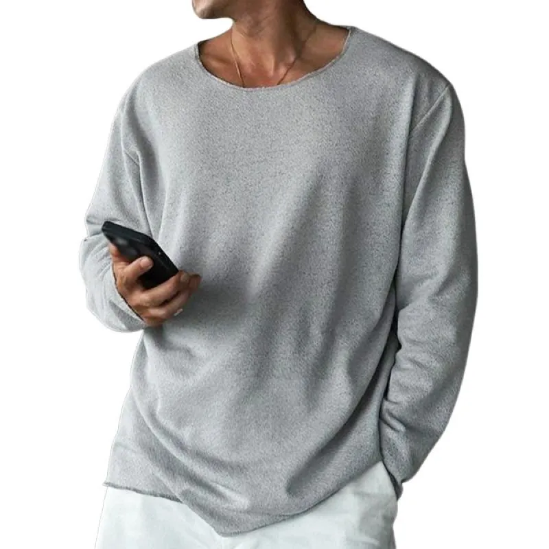 Men's Casual Vintage Raw Edge Long Sleeve T-shirt 28439605TO sold by Manly