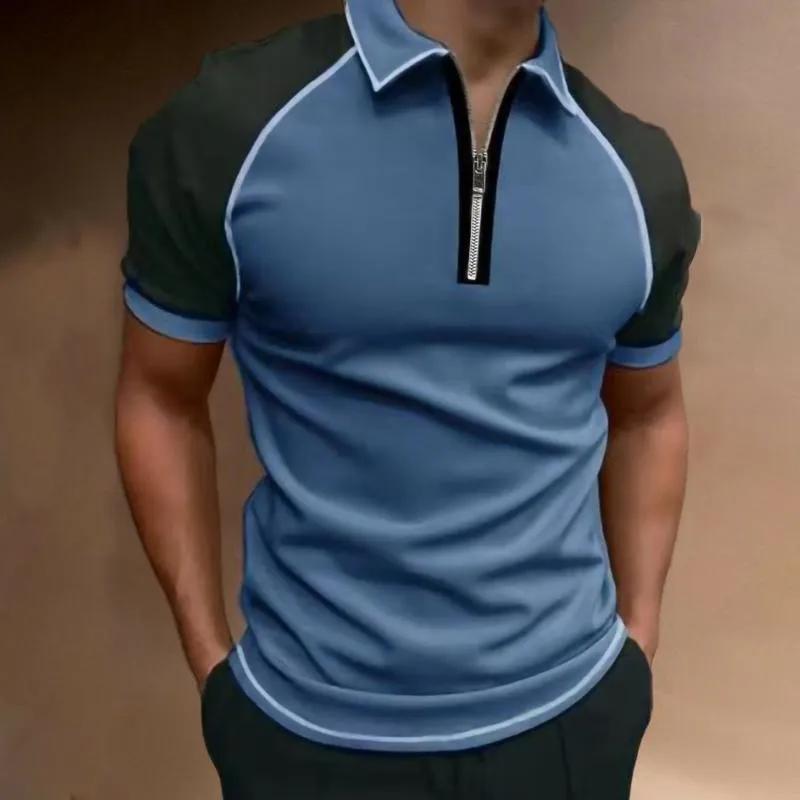 Men's Casual Contrast Lapel Loose Short Sleeve Polo Shirt 55305256M sold by Manly product image thumbnail 2