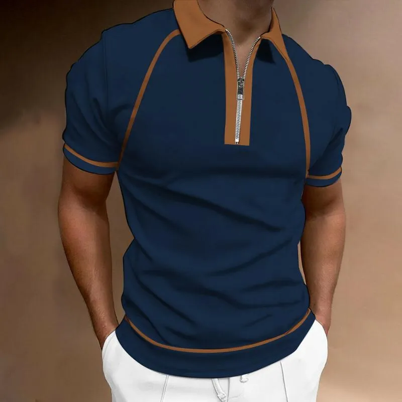 Men's Casual Contrast Lapel Loose Short Sleeve Polo Shirt 55305256M sold by Manly product image thumbnail 5