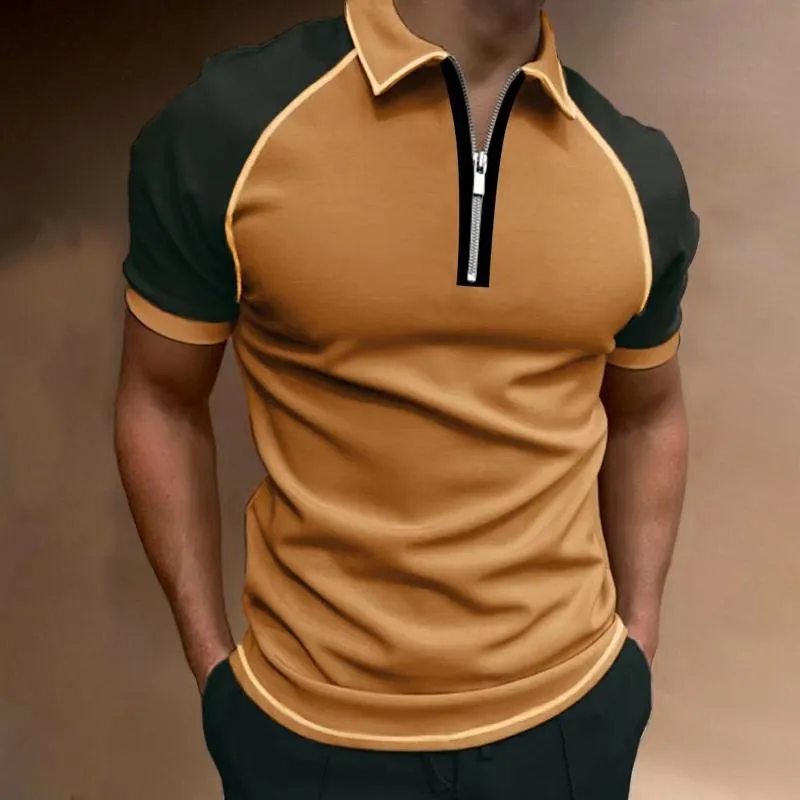 Men's Casual Contrast Lapel Loose Short Sleeve Polo Shirt 55305256M sold by Manly product image thumbnail 4