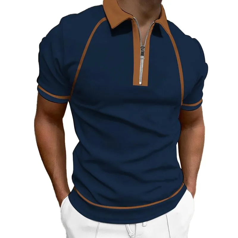 Men's Casual Contrast Lapel Loose Short Sleeve Polo Shirt 55305256M sold by Manly