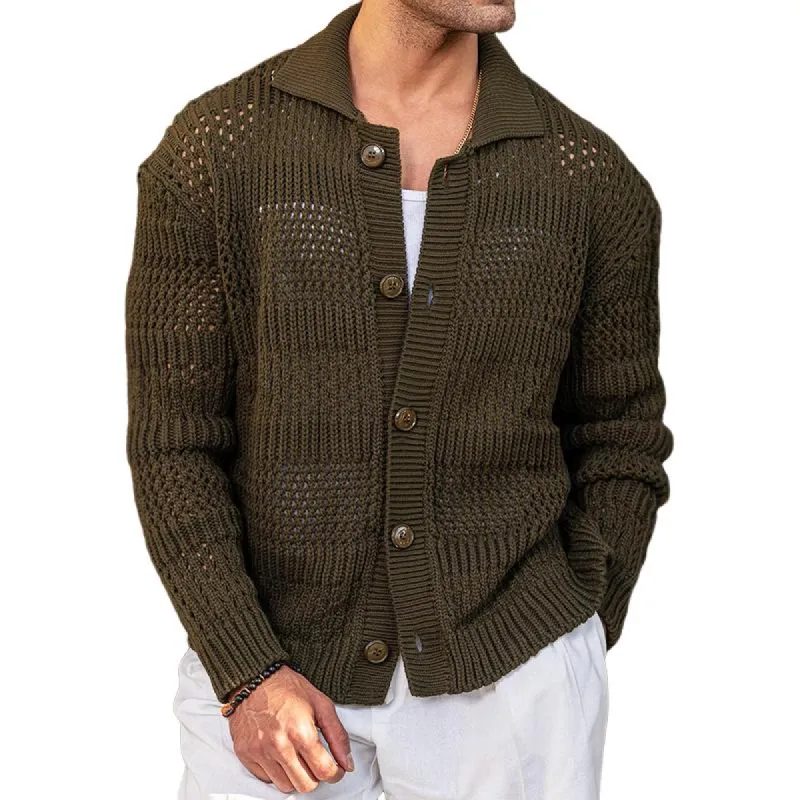 Men's Retro Casual Hollow Lapel Sweater 12097401TO sold by Manly