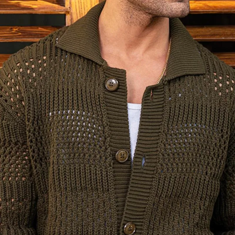 Men's Retro Casual Hollow Lapel Sweater 12097401TO sold by Manly product image thumbnail 3