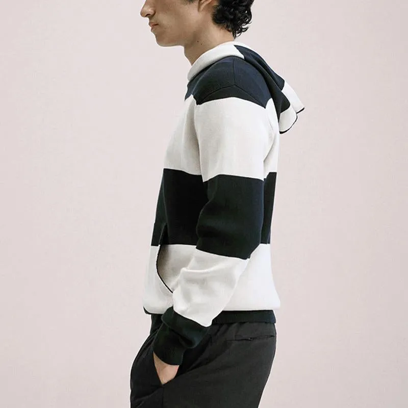 Men's Casual Striped Color Block Hooded Long Sleeve Sweater 03627265Y sold by Manly product image thumbnail 2