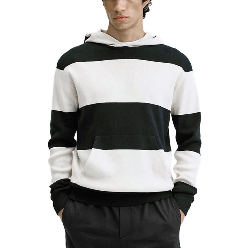 Men's Casual Striped Color Block Hooded Long Sleeve Sweater 03627265Y sold by Manly