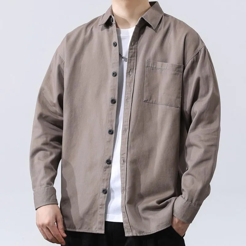 Men's Casual Cotton Loose Lapel Patch Pocket Long Sleeve Shirt 27771358M sold by Manly product image thumbnail 3