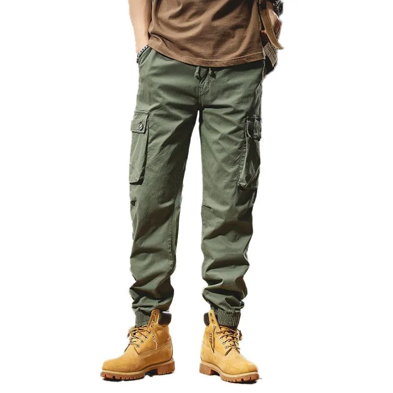 Men's Vintage Solid Color Multi-Pocket Cargo Pants 68640050Y sold by Manly