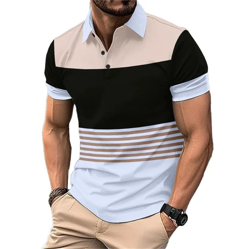 Men's Casual Striped Short Sleeve Lapel POLO Shirt 50242994X sold by Manly product image thumbnail 2