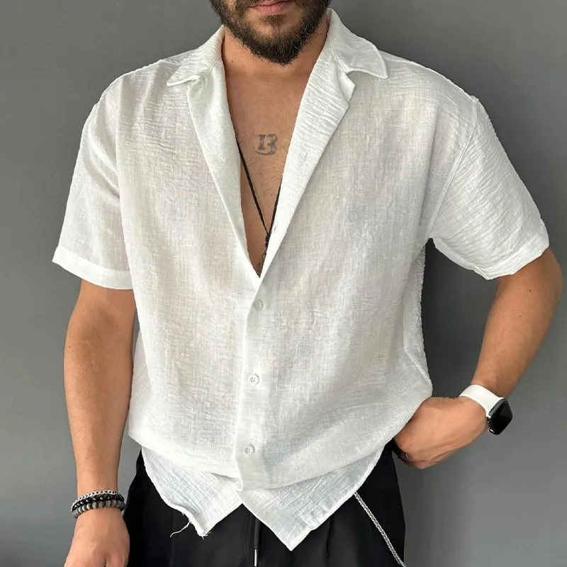 Men's Cotton and Linen Short-sleeved Casual Shirts 82235932X sold by Manly product image thumbnail 4