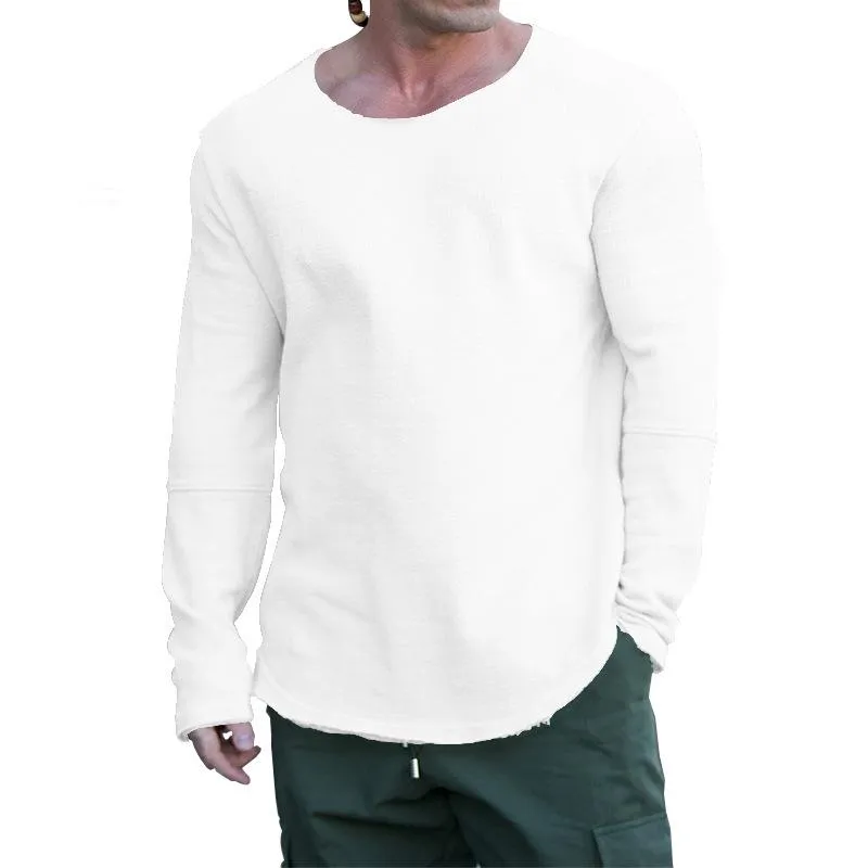 Men's Solid Color Round Neck Long Sleeve Breathable Casual T-Shirt 19774745X sold by Manly product image thumbnail 2