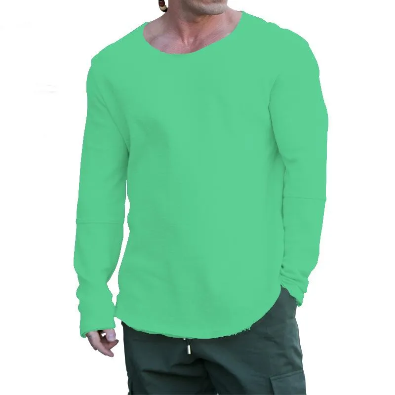 Men's Solid Color Round Neck Long Sleeve Breathable Casual T-Shirt 19774745X sold by Manly product image thumbnail 5