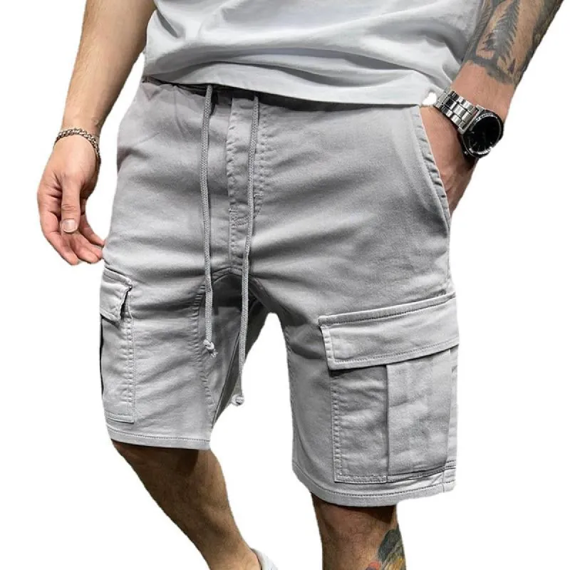 Men's Casual Solid Color Multi-pocket Cargo Shorts 18398228M sold by Manly