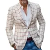 Men's Retro Casual Check Print Pocket Blazer 96724361TO sold by Manly