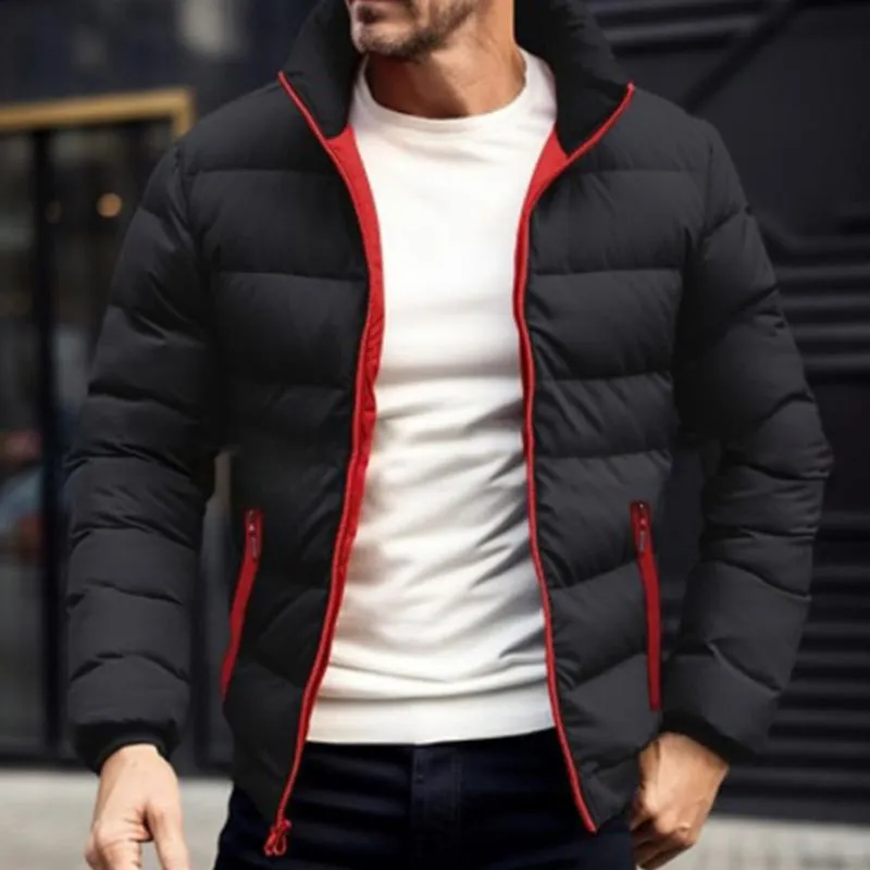 Men's Solid Color Simple Stand Collar Zipper Cotton Jacket 62570084X sold by Manly product image thumbnail 2