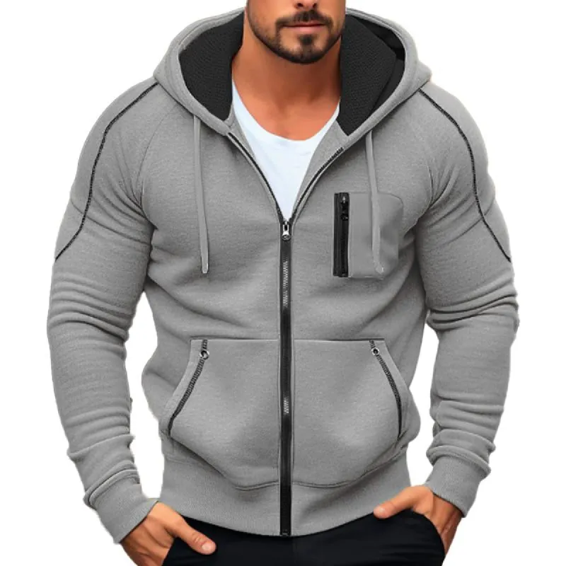 Men's Casual Contrast Color Hooded Sweatshirt Jacket 52648127Y sold by Manly
