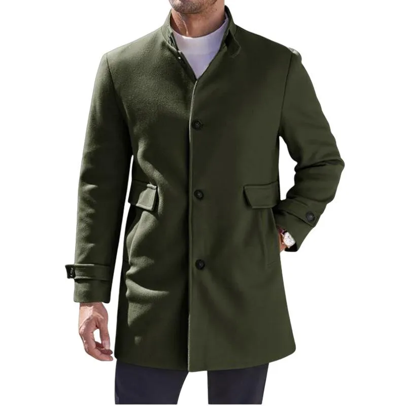 Men's Solid Color Single-breasted Stand Collar Casual Coat 62760720X sold by Manly product image thumbnail 4