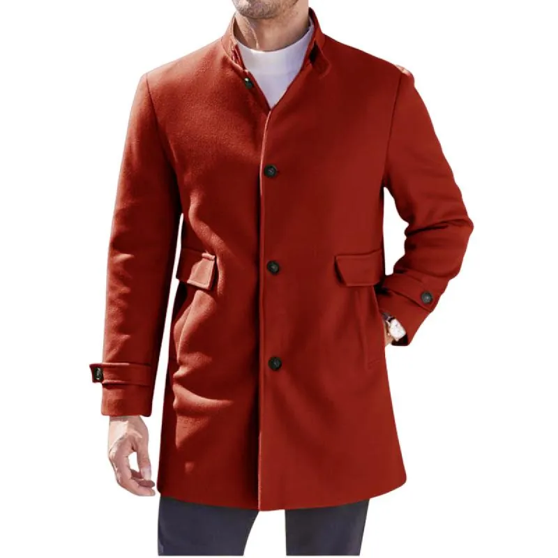 Men's Solid Color Single-breasted Stand Collar Casual Coat 62760720X sold by Manly