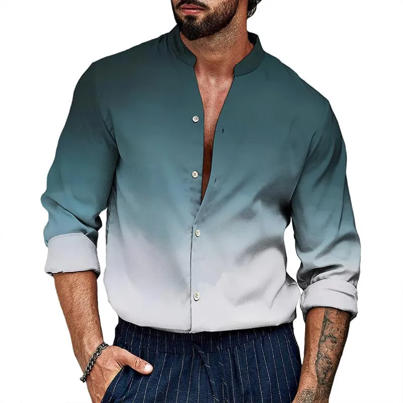 Men's Casual Gradient Stand Collar Shirt 11464577TO sold by Manly