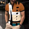 Men's Casual Printed Short Sleeve Lapel Polo Shirt 79155721X sold by Manly