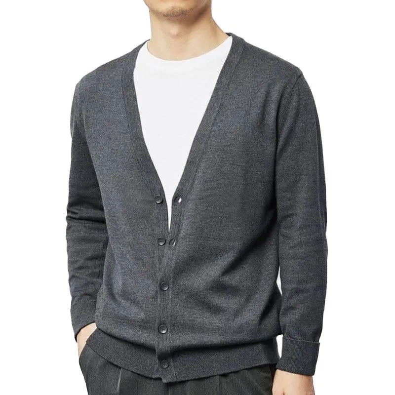Men's Casual Solid Color Collarless Knit Cardigan 24575431Y sold by Manly