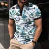 Men's Casual Printed Short Sleeve Lapel Polo Shirt 79155721X sold by Manly