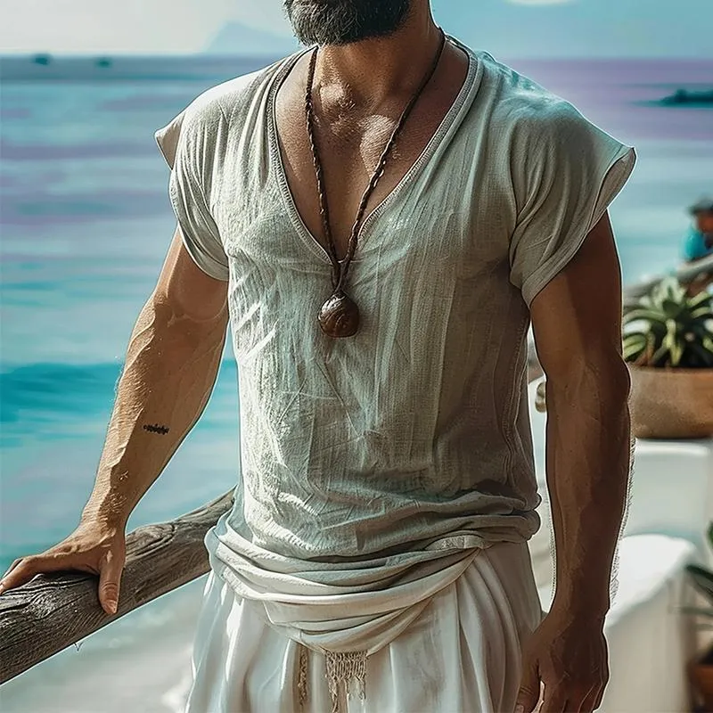 Men's Casual Retro Solid Color Tank Top 20304647TO sold by Manly product image thumbnail 2