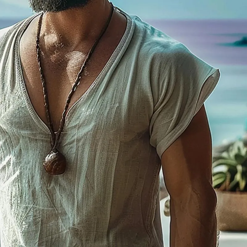 Men's Casual Retro Solid Color Tank Top 20304647TO sold by Manly product image thumbnail 3