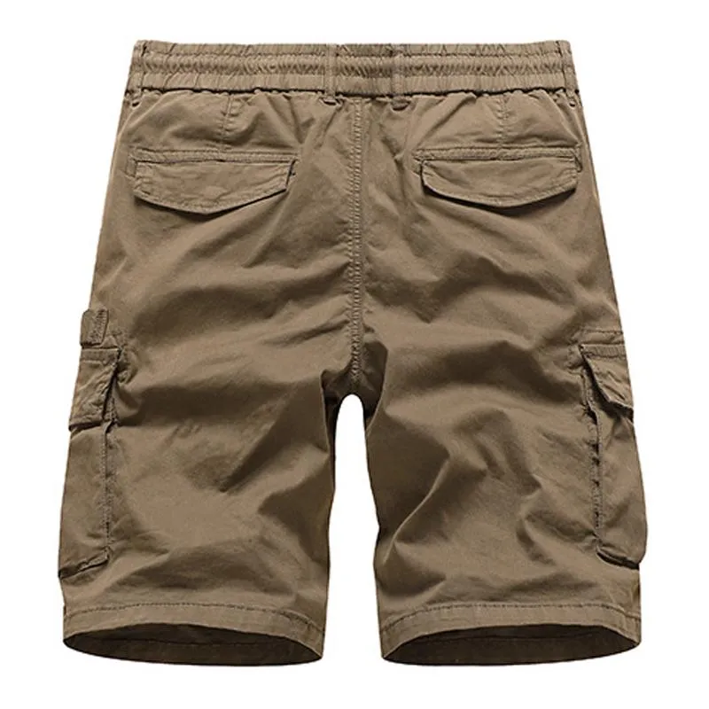 Men's Solid Color Multi-pocket Elastic Waist Cargo Shorts 29870631Z sold by Manly product image thumbnail 4