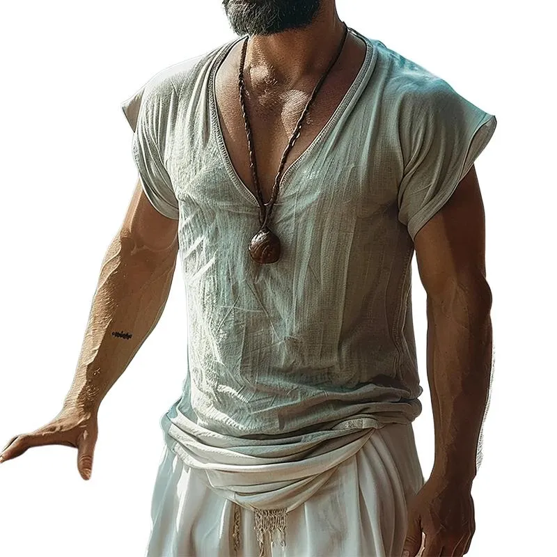 Men's Casual Retro Solid Color Tank Top 20304647TO sold by Manly