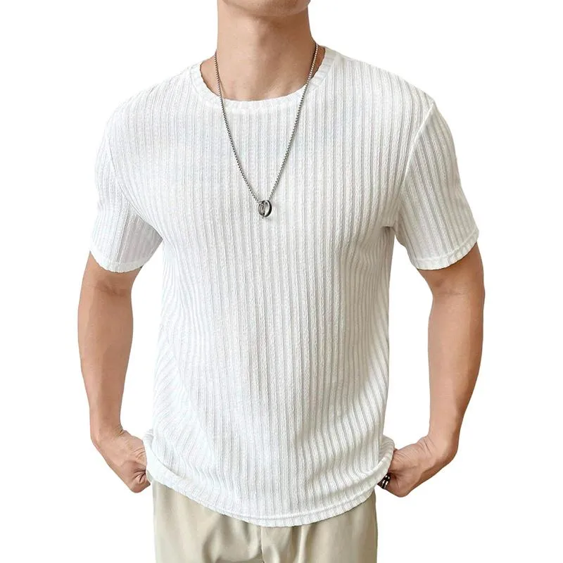 Men's Solid Striped Round Neck Short Sleeve T-shirt 83001720Z sold by Manly product image thumbnail 2