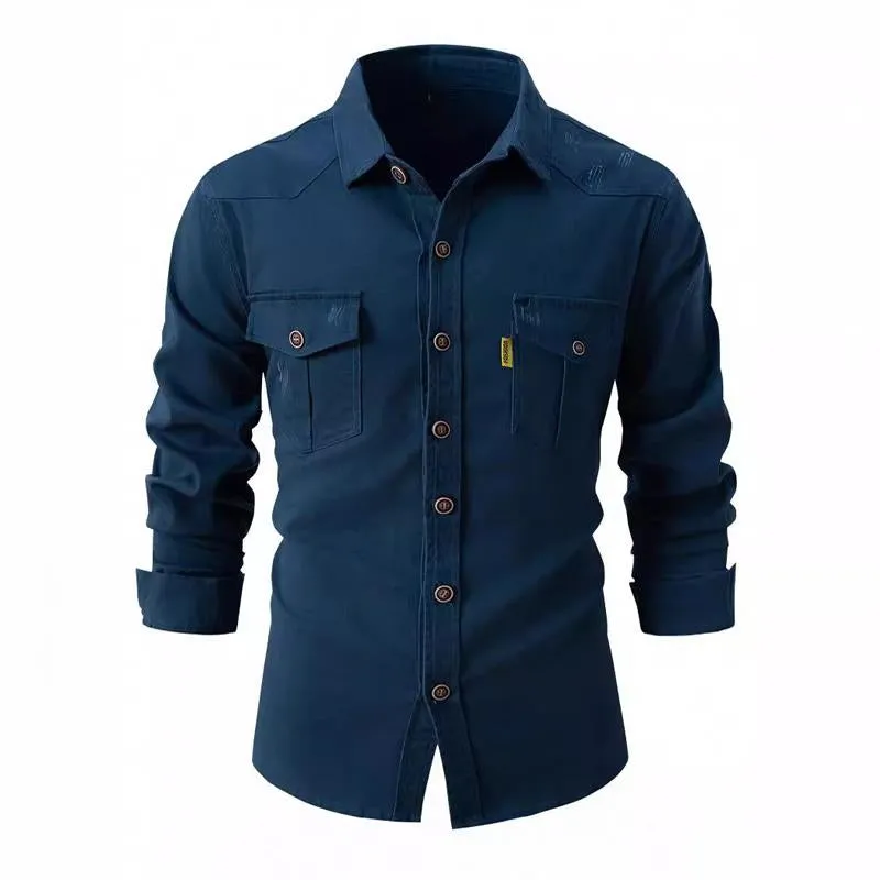 Men's Solid Color Washed Cotton Casual Long Sleeve Shirt 90834713X sold by Manly product image thumbnail 4