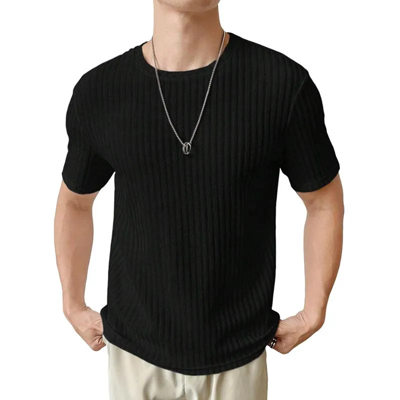 Men's Solid Striped Round Neck Short Sleeve T-shirt 83001720Z sold by Manly product image thumbnail 4