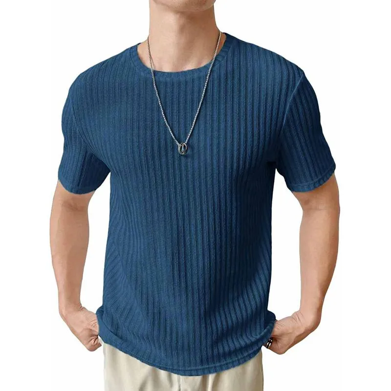 Men's Solid Striped Round Neck Short Sleeve T-shirt 83001720Z sold by Manly product image thumbnail 5