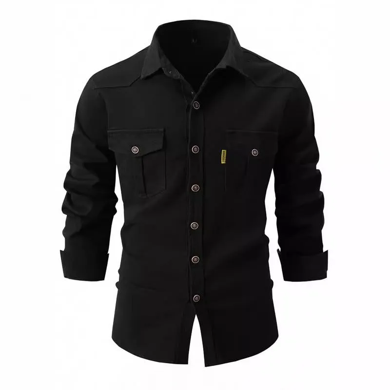 Men's Solid Color Washed Cotton Casual Long Sleeve Shirt 90834713X sold by Manly product image thumbnail 3
