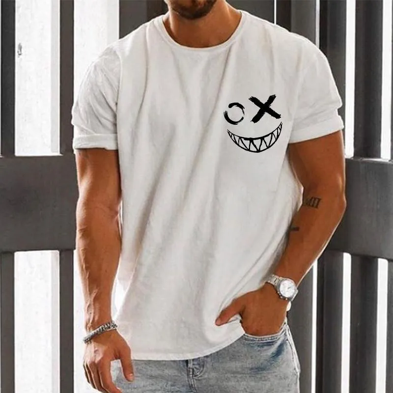 Men's Casual Solid Color Smiley Face T-shirt 29055405TO sold by Manly product image thumbnail 2