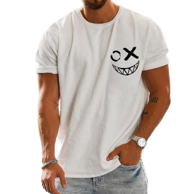 Men's Casual Solid Color Smiley Face T-shirt 29055405TO sold by Manly