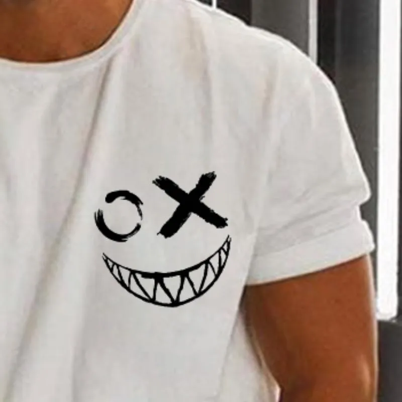 Men's Casual Solid Color Smiley Face T-shirt 29055405TO sold by Manly product image thumbnail 3