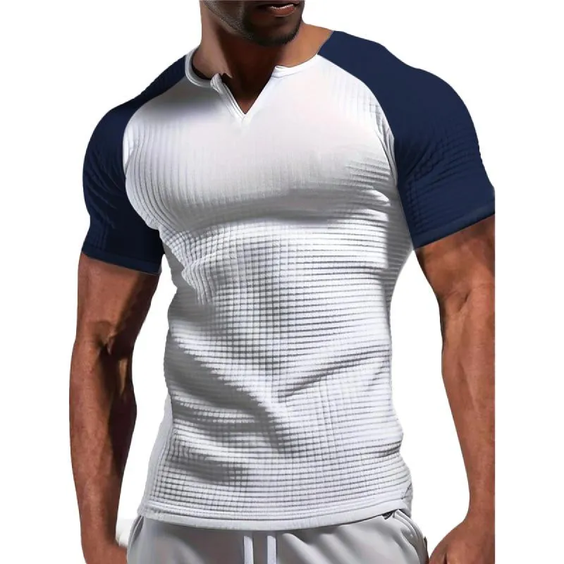 Men's Raglan Sleeve Color Block Waffle Athletic Short Sleeve T-Shirt 23569281Y sold by Manly