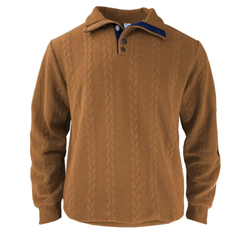 Men's Textured Jacquard Henley Collar Long Sleeve Sweatshirt 82583039Y sold by Manly