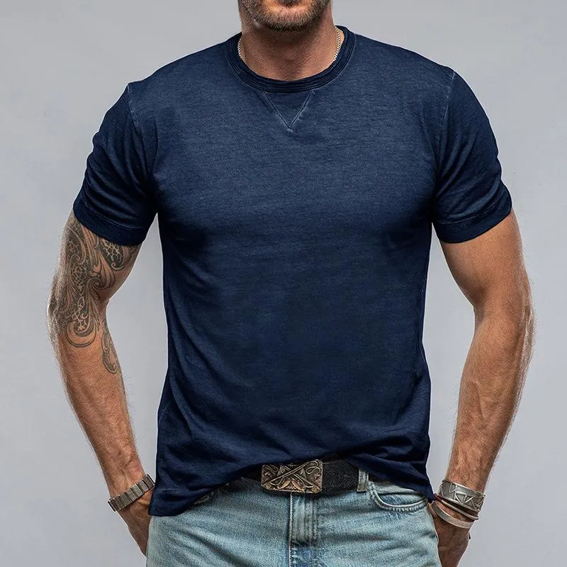 Men's Casual Cotton Solid Color Round Neck Short Sleeve T-Shirt 07674365M sold by Manly product image thumbnail 2