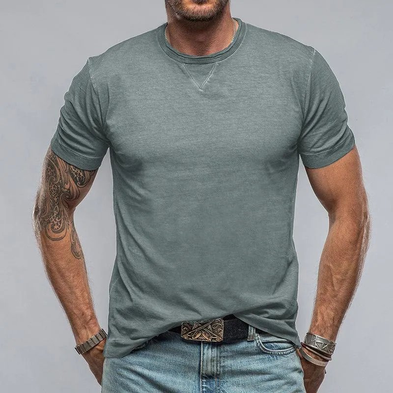 Men's Casual Cotton Solid Color Round Neck Short Sleeve T-Shirt 07674365M sold by Manly product image thumbnail 4