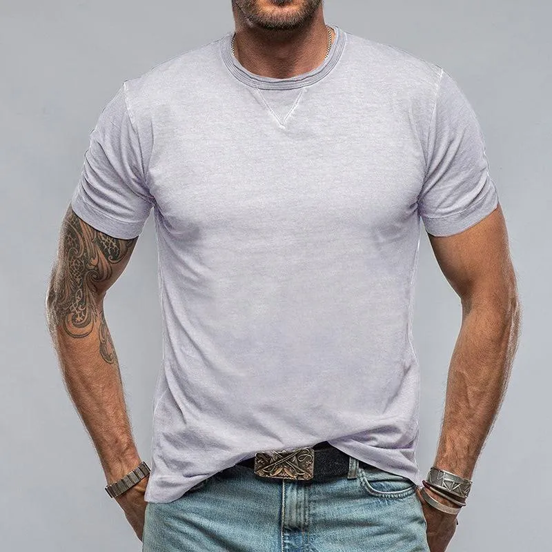 Men's Casual Cotton Solid Color Round Neck Short Sleeve T-Shirt 07674365M sold by Manly product image thumbnail 5