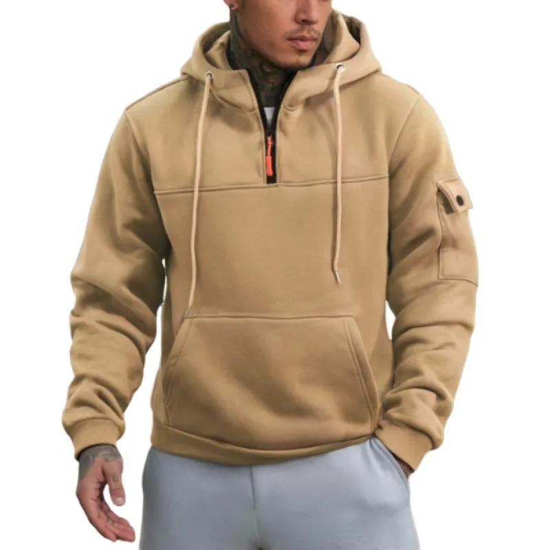 Men's Casual Sports Multi-pocket Zipper Long-sleeved Hoodie 08365503M sold by Manly