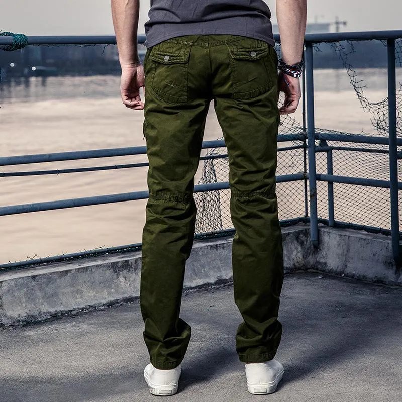 Men's Solid Color Multi-pocket Loose Casual Cargo Pants 93536290Z sold by Manly product image thumbnail 3