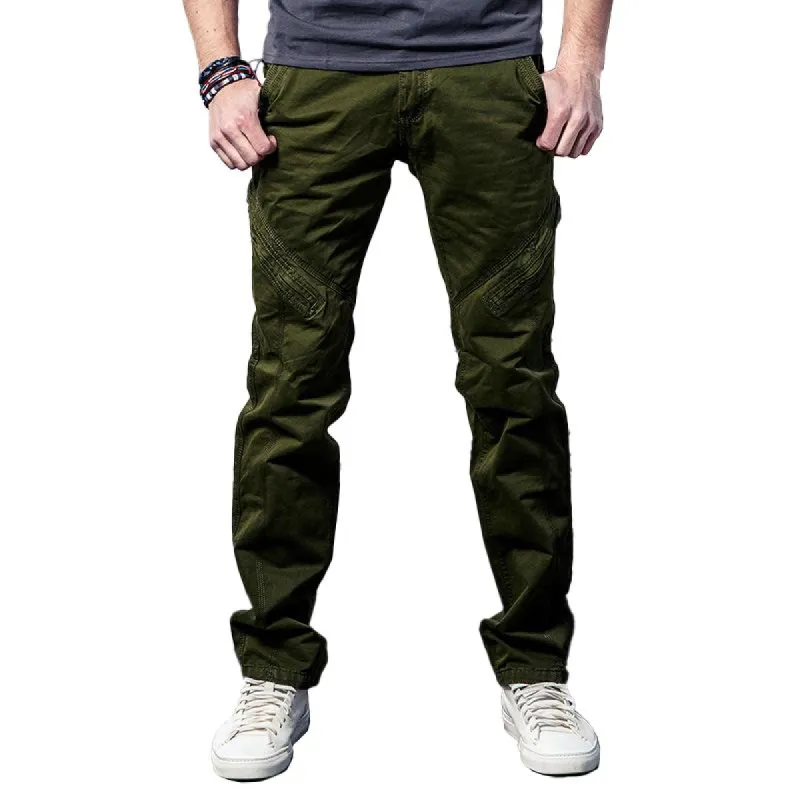 Men's Solid Color Multi-pocket Loose Casual Cargo Pants 93536290Z sold by Manly