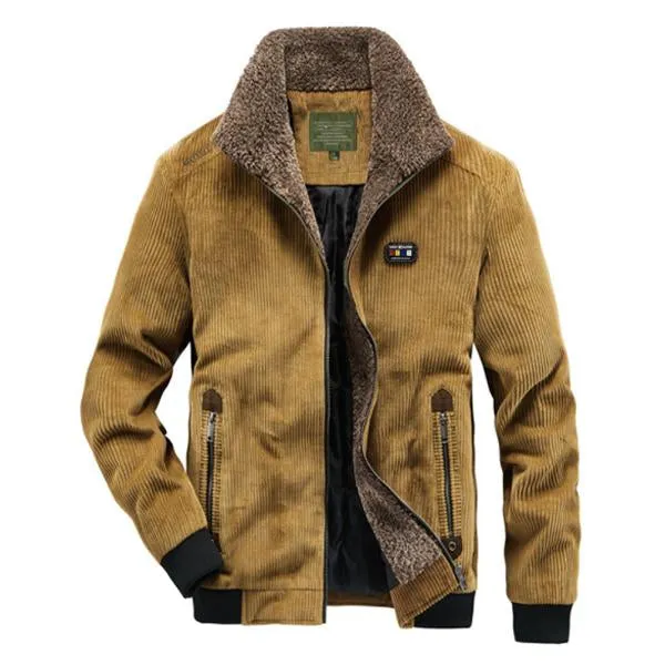 MEN'S CORDUROY FLEECE STAND COLLAR JACKET sold by Manly