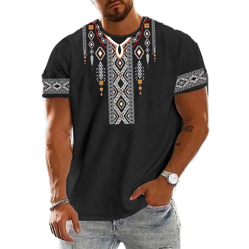 Men's Vintage Printed Round Neck Loose Short Sleeve T-Shirt 49981736X sold by Manly