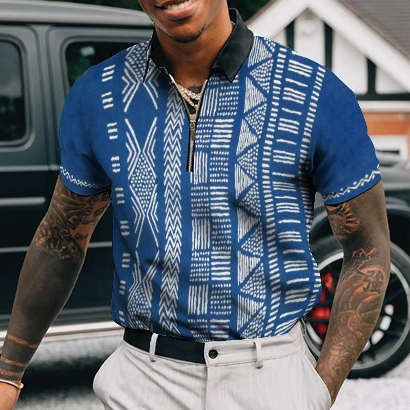 Men's Vintage Ethnic Style Zipper Polo Shirt 21170331TO sold by Manly product image thumbnail 2