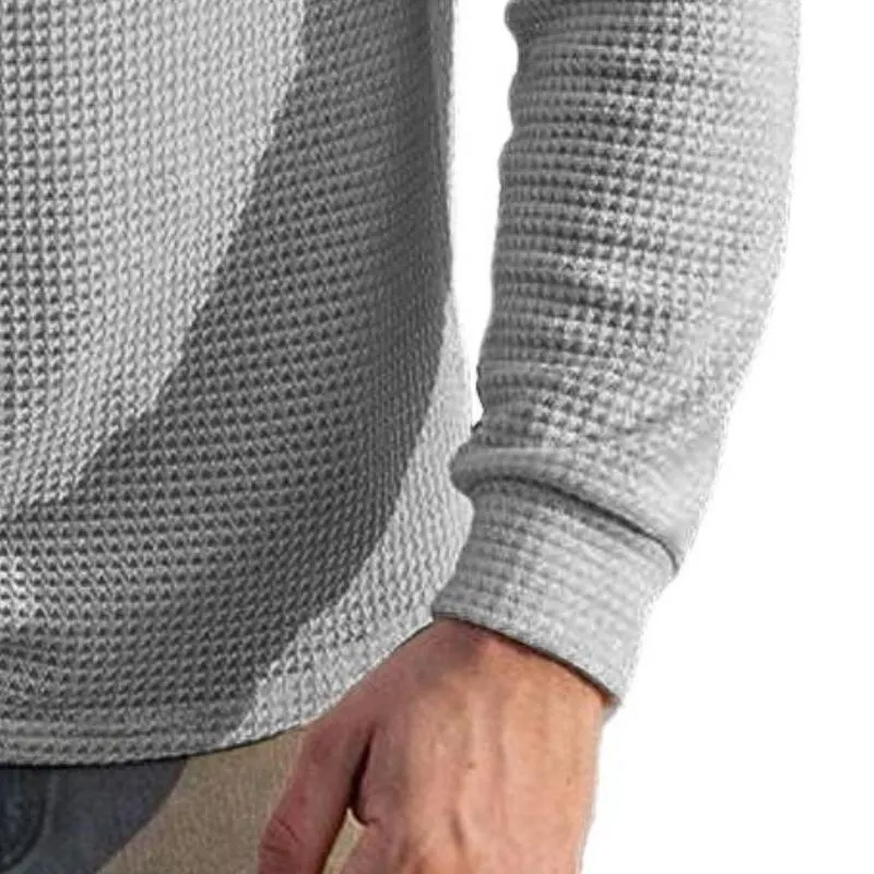 Men's Casual Round Neck Waffle Patch Pocket Slim Fit Long Sleeve T-Shirt 20760373M sold by Manly product image thumbnail 3