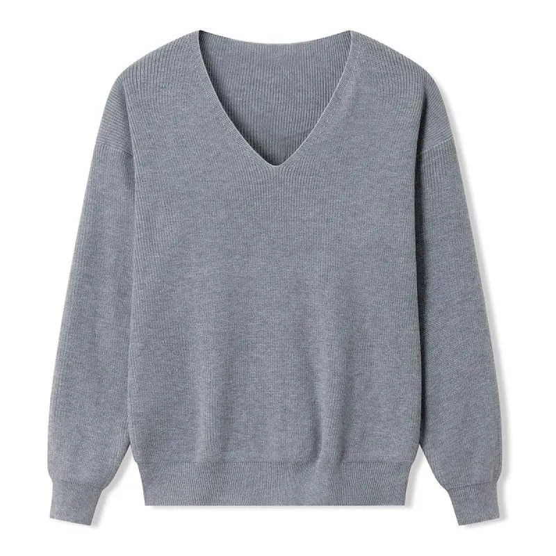 Men's Casual Solid Color V-Neck Knitted Pullover Sweater 36585722M sold by Manly